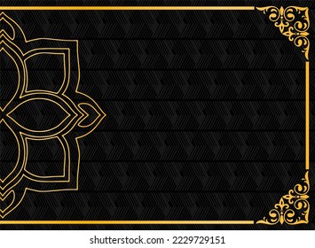 design vector template of elegant gold half mandala pattern on black background