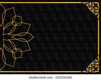 design vector template of elegant gold half mandala pattern on black background