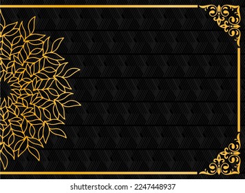 design vector template of elegant gold half mandala pattern on black background