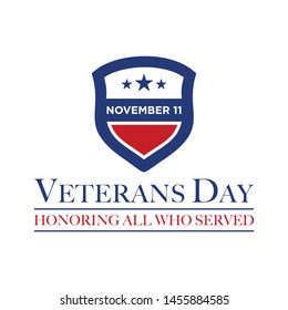design vector template Veterans day. Honoring all who served. November 11.