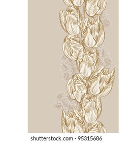 Design of vector tulips. (Flower background)