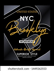 design vector typography Brooklyn, NYC varsity for print t shirt