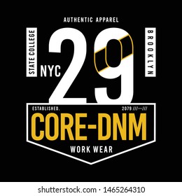 Design vector typography design Core Denim for t shirt , vector illustration