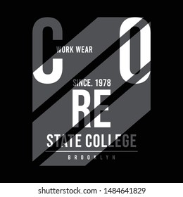 Design vector typography core denim for t shirt,vector illustration 