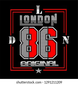 design vector typography London eight six original,artistic athletic,trendy apparel print arts,illustration texture