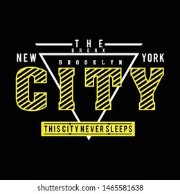 design vector typography nyc this city never sleeps for T shirt, vector illustration