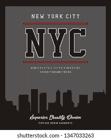 design vector typography with skyline city for print t shirt men 