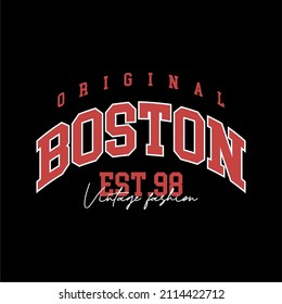 Design vector typography for t-shirt streetwear clothing. boston concept. with white color. perfect for modern t-shirt design