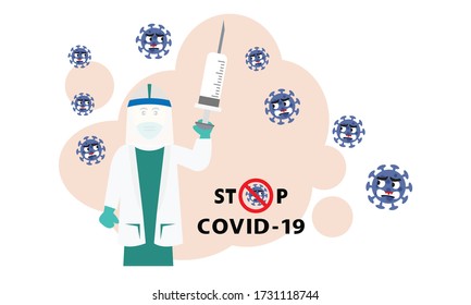 Design vector of vaccine to stop COVID 19,Vaccine for immunization and treatment COVID 19 or Coronavirus infection.