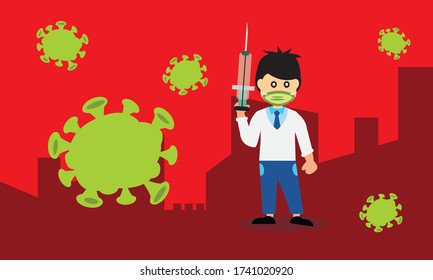 Design vector of vaccine to stop COVID 19,Vaccine for immunization and treatment COVID 19 or Coronavirus infection.