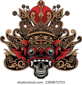 design vector vintage barong bali illustration