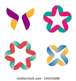 Design vector wave ribbons logo template. Icon set. You can use in the commerce, financial, construction ,spinning and communication concept of pattern.