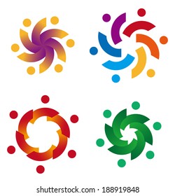 Design vector wave star logo element. Abstract people icon. You can use in the media, mobile, kids groups, alliances, environmental, mutual aid associations and other social welfare agencies. 