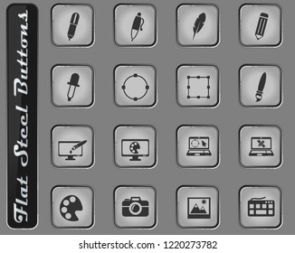 design vector web icons on the flat steel buttons
