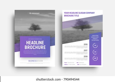 Design Vector White Modern Brochure With Diagonal Place For Photo. A Flyer Template With A Rectangle For Header And Info.