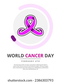 Design vector World Cancer Day with purple ribbon theme. simple, elegant vector design