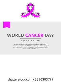 Design vector World Cancer Day with purple ribbon theme. simple, elegant vector design