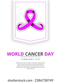 Design vector World Cancer Day with purple ribbon theme. simple, elegant vector design