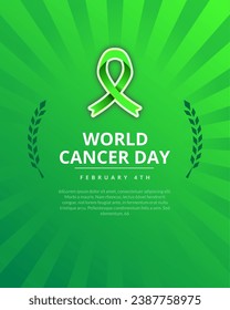 Design vector World Cancer Day with green ribbon theme. simple, elegant vector design