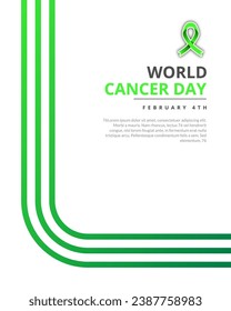Design vector World Cancer Day with green ribbon theme. simple, elegant vector design