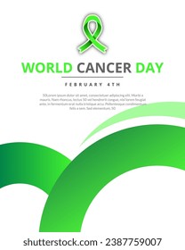 Design vector World Cancer Day with green ribbon theme. simple, elegant vector design