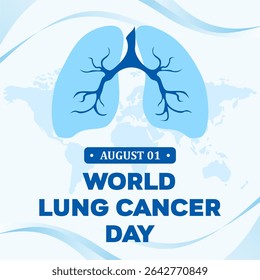 Design Vector World Lung Cancer Day August 1, Template Design Banner, Poster, and Card