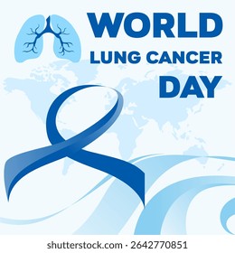 Design Vector World Lung Cancer Day August 1, Template Design Banner, Poster, and Card
