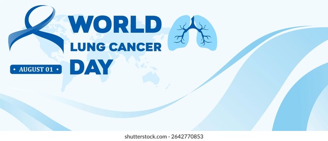Design Vector World Lung Cancer Day August 1, Template Design Banner, Poster, and Card
