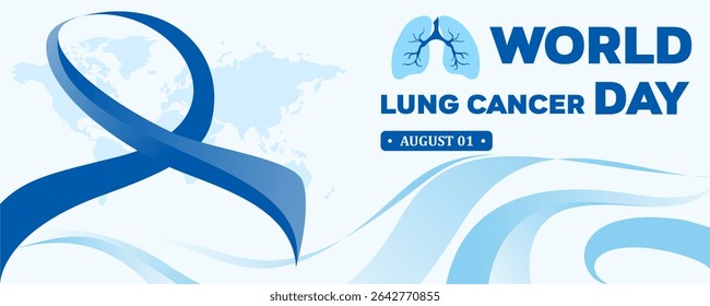 Design Vector World Lung Cancer Day August 1, Template Design Banner, Poster, and Card