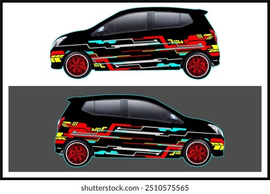 design vector wrap car racing with unique striped pattern. and with bright color combination