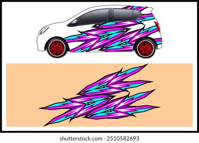 Coche de envoltura de Vector de diseño con patrón de línea único, envoltura de coche de pegatina, concepto de calcomanía