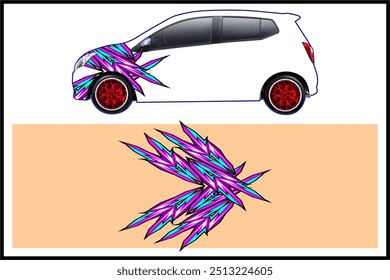 design vector wrap car, with unique line pattern and bright color, looks cool. my own work, not ai generate
