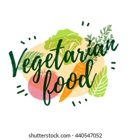 Design  for vegetarian, healthy menu with the decor of  a green, farm food. Modern style. Vector.