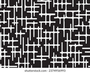 Design with vertical and horizontal lines, Seamless Vector Pattern. Black and White.