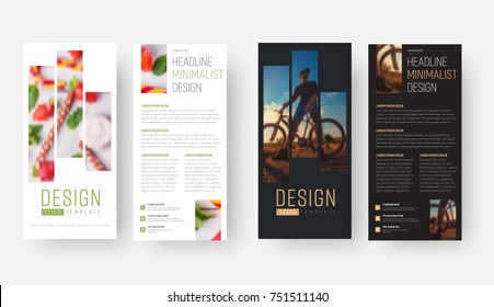 Design of a vertical vector flyer with a rectangle for a photo. A template of a black and white brochure in a minimalist style.