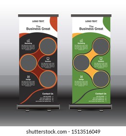 Design of vertical vector roll-up banner with template for business and advertising, a sample for sports nutrition.