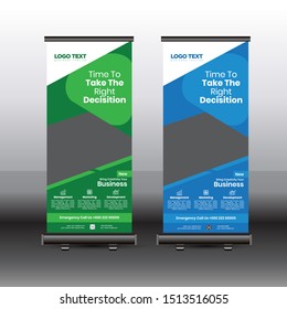 Design of vertical vector roll-up banner with template for business and advertising, a sample for sports nutrition.