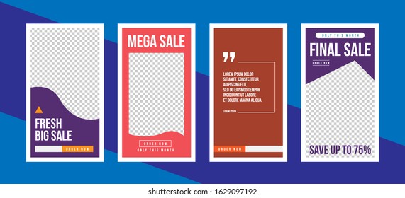 Design of vertical web banners social media post. A set of templates of standard size. Vector illustration