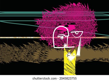 Design a very exclusive abstract surreal face trend graphic art, for multiple purposes, vector EPS 10 