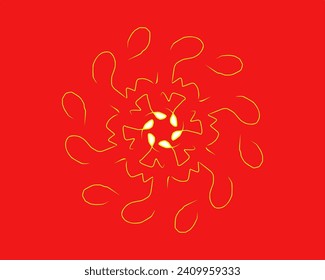 a design with a very simple and cool curved motif decorated with red and yellow