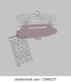 design with a vintage car - line drawing- vector