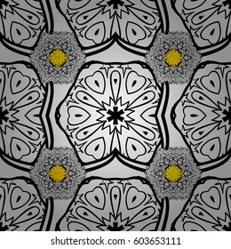 Design vintage for card, wallpaper, wrapping, textile. Floral classic texture. Royal retro background. Vector. Pattern golden elements. Gold template.