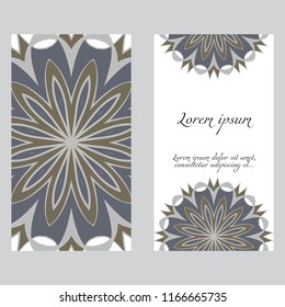 Design Vintage cards with Floral mandala pattern and ornaments. Vector template. Islam, Arabic, Indian, Mexican ottoman motifs. Hand drawn background.