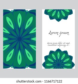 Design Vintage cards with Floral mandala pattern and ornaments. Vector template. Islam, Arabic, Indian, Mexican ottoman motifs. Hand drawn background.