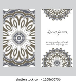 Design Vintage cards with Floral mandala pattern and ornaments. Vector template. Islam, Arabic, Indian, Mexican ottoman motifs. Hand drawn background.