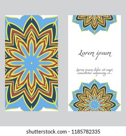 Design Vintage cards with Floral mandala pattern and ornaments. Vector template. Islam, Arabic, Indian, Mexican ottoman motifs. Hand drawn background.