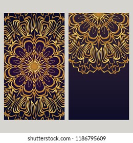 Design Vintage cards with Floral mandala pattern and ornaments. Vector template. Islam, Arabic, Indian, Mexican ottoman motifs. Hand drawn background