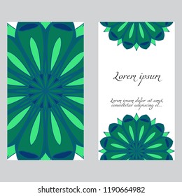 Design Vintage cards with Floral mandala pattern and ornaments. Vector template. Islam, Arabic, Indian, Mexican ottoman motifs. Hand drawn background.