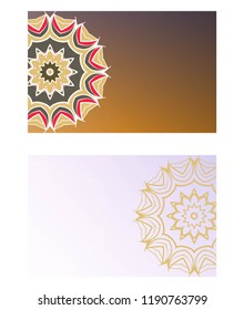 Design Vintage cards with Floral mandala pattern and ornaments. Vector illustatration. The front and rear side.