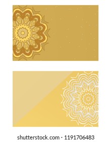 Design Vintage cards with Floral mandala pattern and ornaments. Vector illustatration. The front and rear side.